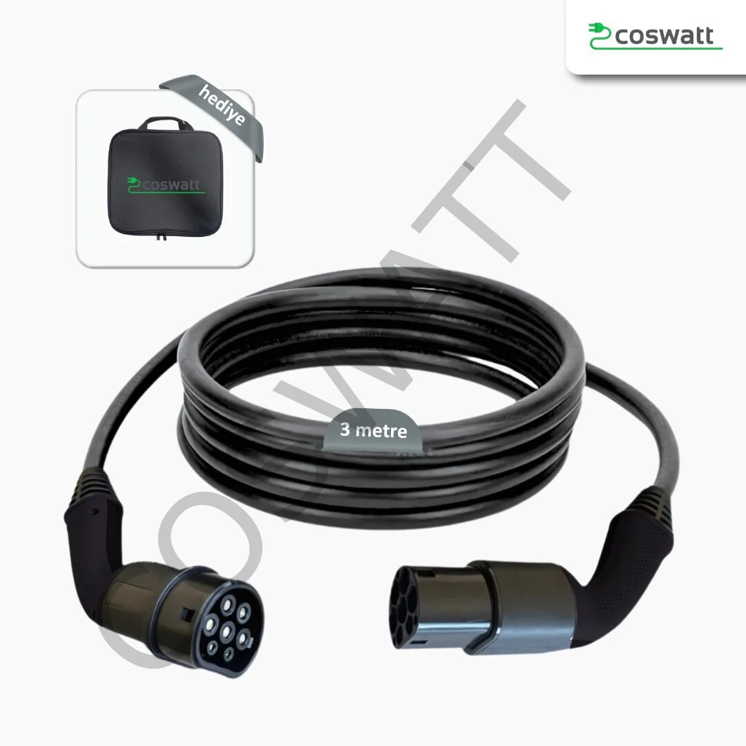 Tip-2 Şarj Kablosu 22 kW  32A  3m Kablolu